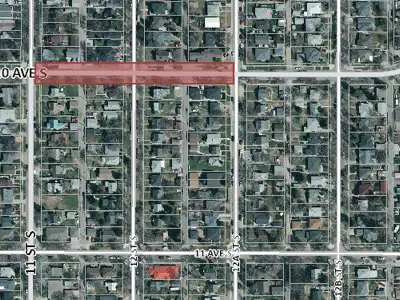 10 Ave S road closure map overlay