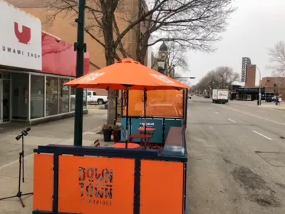 Downtown Lethbridge Orange Parklet at Umami