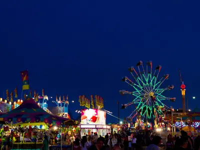 Whoop up days Fair Grounds at night