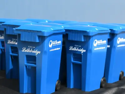 Mini blue recycling bins carts lot