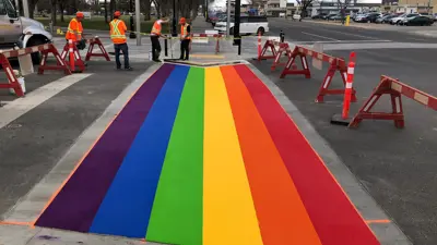 Pride crosswalk painting 