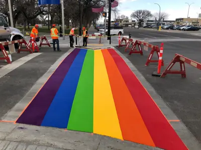 Pride crosswalk painting 