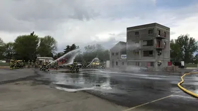 Fire training.  Hose. Nozzle