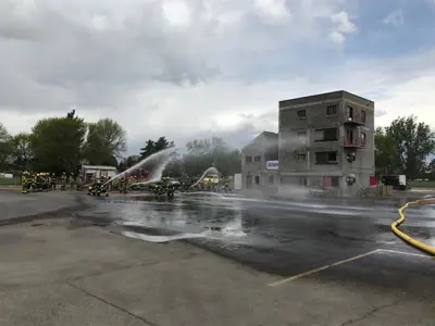 Fire training.  Hose. Nozzle