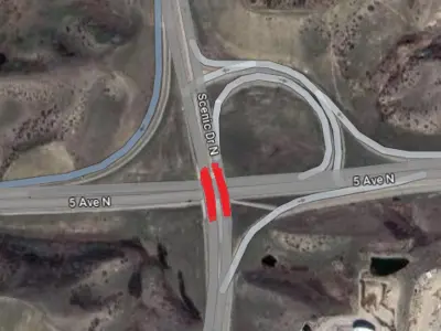 Scenic overpass lanes highlighted 