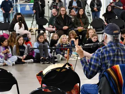 Blackfoot Winter Solstice guitar with kids