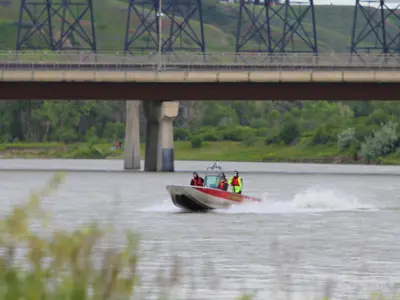 River safety rescue boat on water