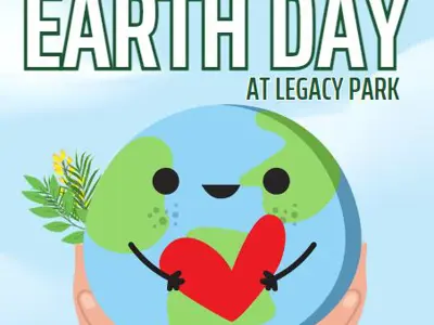 Earth Day poster world holding heart no date