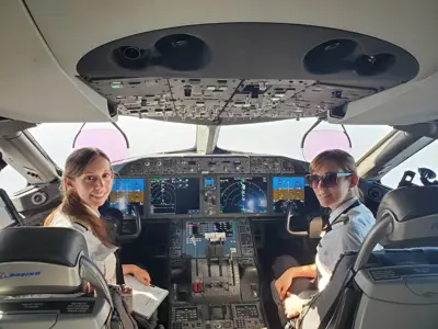 YQL 2 pilots in cockpit