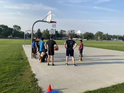 kids on basketball court