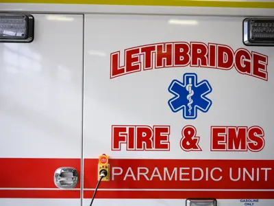 Lethbridge Fire EMS Paramedic Ambulance Logo on Truck 