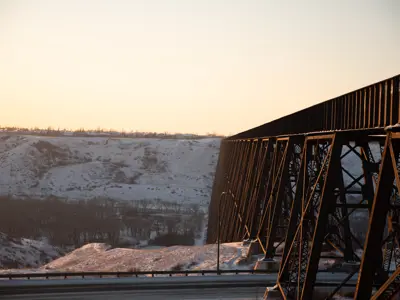 Train Bridge Winter Coulee