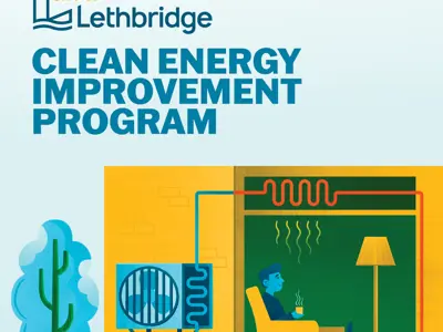 Clean energy improvement program "now open" poster